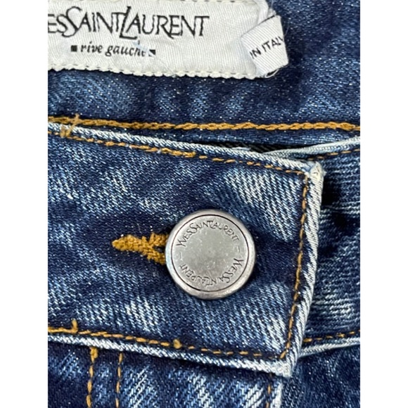 ✨Authentic Extremely Rare Yves Saint Laurent YSL Logo Blue Denim Jeans Pants